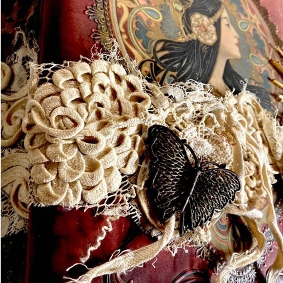 Upcycled Accessories - SOLD//Antique Gypsy Woman Journal / See Other Listing for more pics